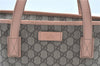 Authentic GUCCI GG Supreme Shoulder Tote Bag PVC Leather 181086 Brown Pink J5712