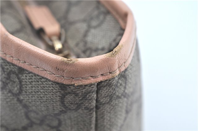 Authentic GUCCI GG Supreme Shoulder Tote Bag PVC Leather 181086 Brown Pink J5712