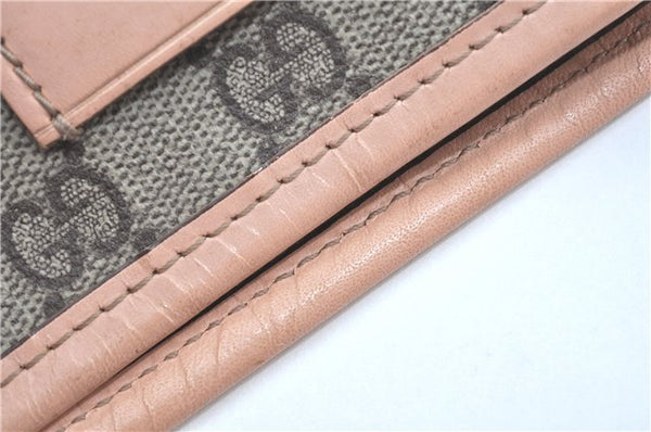 Authentic GUCCI GG Supreme Shoulder Tote Bag PVC Leather 181086 Brown Pink J5712