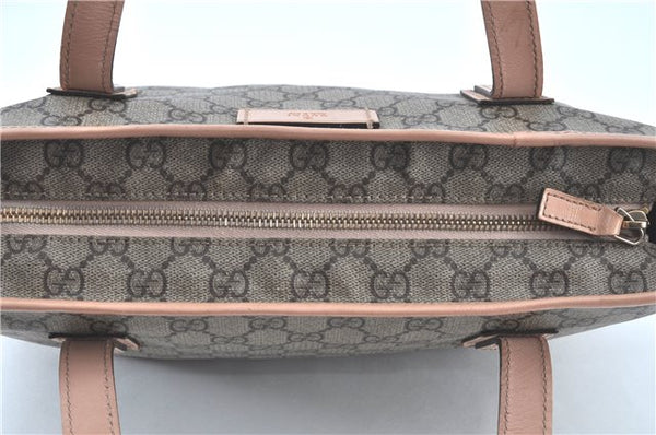 Authentic GUCCI GG Supreme Shoulder Tote Bag PVC Leather 181086 Brown Pink J5712