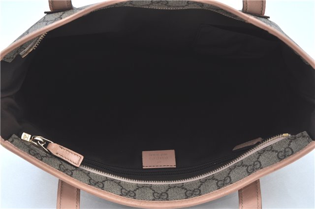 Authentic GUCCI GG Supreme Shoulder Tote Bag PVC Leather 181086 Brown Pink J5712