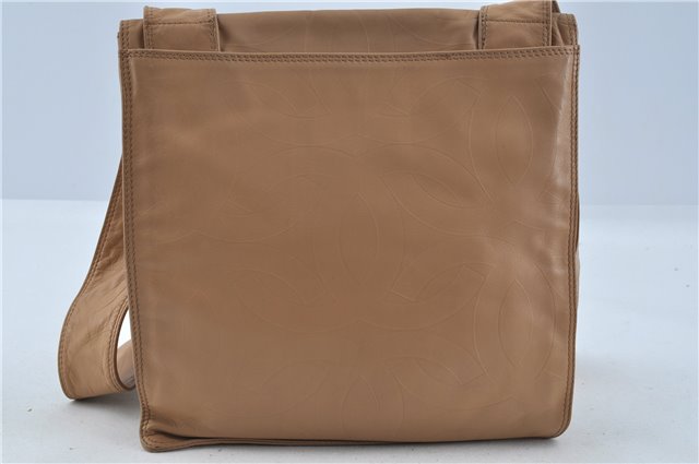 Authentic CHANEL Leather CC Logo Shoulder Cross Body Bag Purse Beige J5719