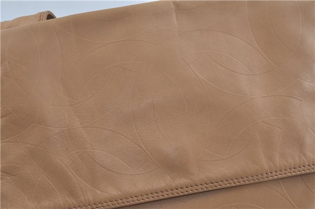 Authentic CHANEL Leather CC Logo Shoulder Cross Body Bag Purse Beige J5719