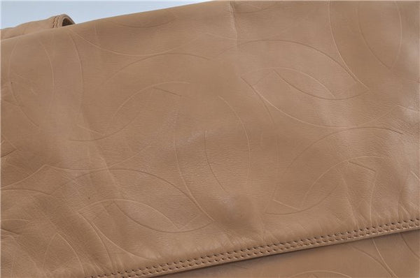 Authentic CHANEL Leather CC Logo Shoulder Cross Body Bag Purse Beige J5719