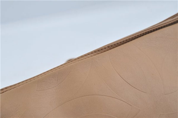 Authentic CHANEL Leather CC Logo Shoulder Cross Body Bag Purse Beige J5719