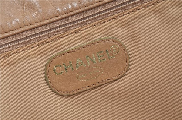 Authentic CHANEL Leather CC Logo Shoulder Cross Body Bag Purse Beige J5719