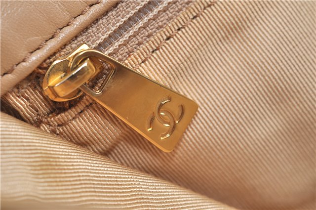 Authentic CHANEL Leather CC Logo Shoulder Cross Body Bag Purse Beige J5719