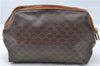 Authentic CELINE Macadam Blason Pattern Pouch Purse PVC Leather Brown J5731