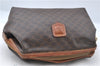 Authentic CELINE Macadam Blason Pattern Pouch Purse PVC Leather Brown J5731