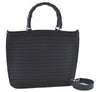 Authentic GUCCI Bamboo 2way Shoulder Cross Hand Bag Nylon Leather Black J5741