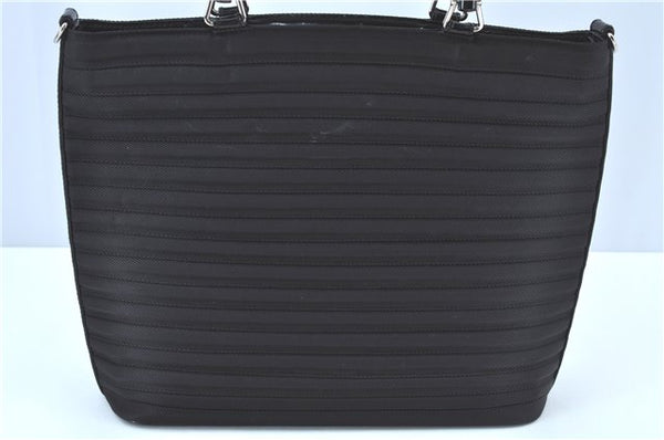 Authentic GUCCI Bamboo 2way Shoulder Cross Hand Bag Nylon Leather Black J5741