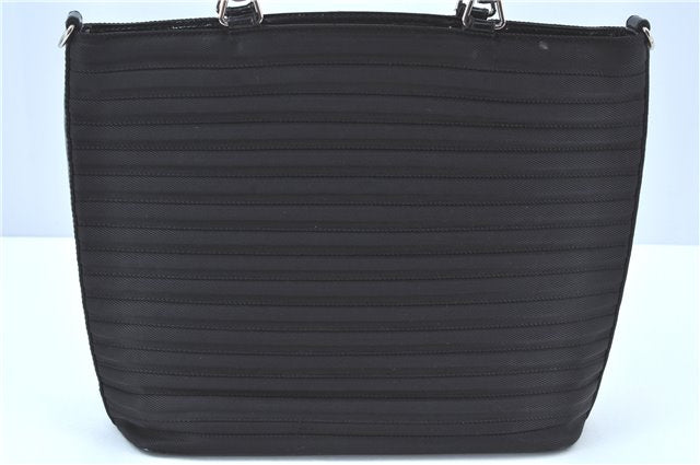 Authentic GUCCI Bamboo 2way Shoulder Cross Hand Bag Nylon Leather Black J5741