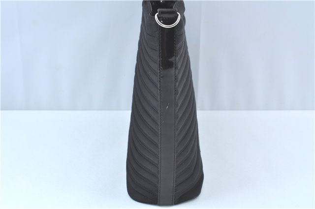 Authentic GUCCI Bamboo 2way Shoulder Cross Hand Bag Nylon Leather Black J5741