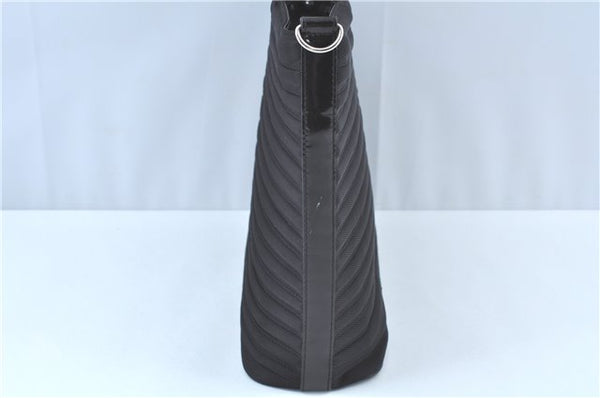 Authentic GUCCI Bamboo 2way Shoulder Cross Hand Bag Nylon Leather Black J5741