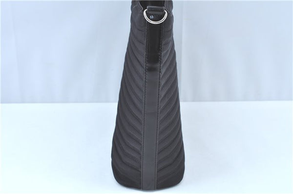 Authentic GUCCI Bamboo 2way Shoulder Cross Hand Bag Nylon Leather Black J5741