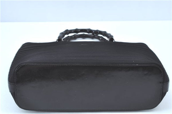 Authentic GUCCI Bamboo 2way Shoulder Cross Hand Bag Nylon Leather Black J5741