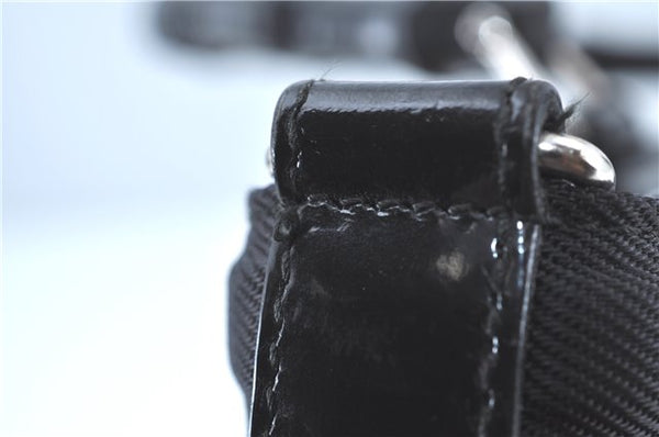 Authentic GUCCI Bamboo 2way Shoulder Cross Hand Bag Nylon Leather Black J5741