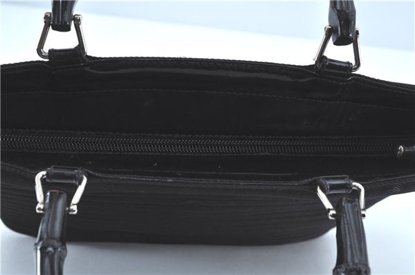 Authentic GUCCI Bamboo 2way Shoulder Cross Hand Bag Nylon Leather Black J5741