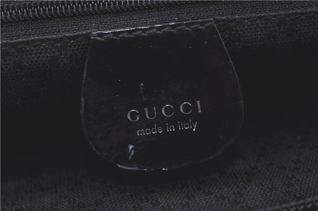 Authentic GUCCI Bamboo 2way Shoulder Cross Hand Bag Nylon Leather Black J5741