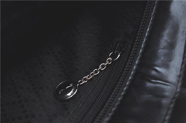 Authentic GUCCI Bamboo 2way Shoulder Cross Hand Bag Nylon Leather Black J5741