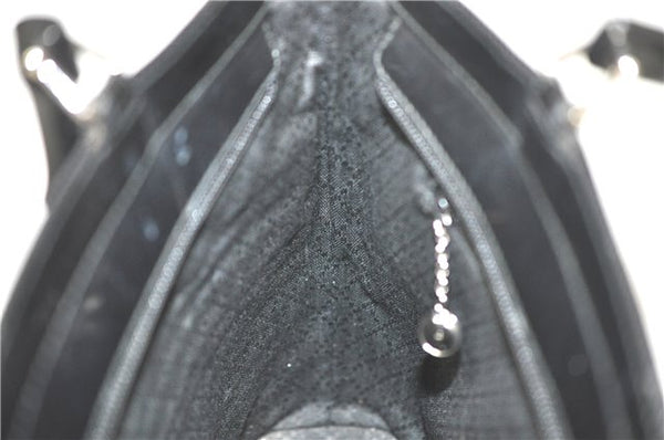 Authentic GUCCI Bamboo 2way Shoulder Cross Hand Bag Nylon Leather Black J5741