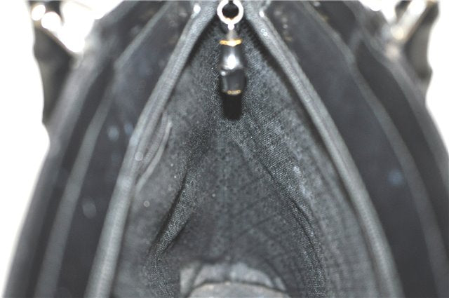 Authentic GUCCI Bamboo 2way Shoulder Cross Hand Bag Nylon Leather Black J5741