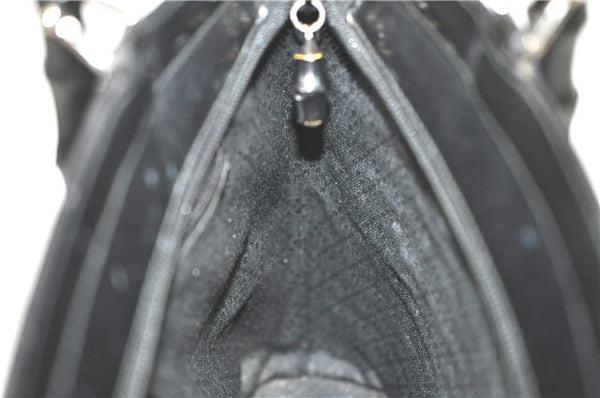 Authentic GUCCI Bamboo 2way Shoulder Cross Hand Bag Nylon Leather Black J5741