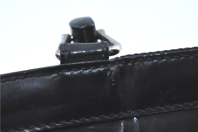 Authentic GUCCI Bamboo 2way Shoulder Cross Hand Bag Nylon Leather Black J5741