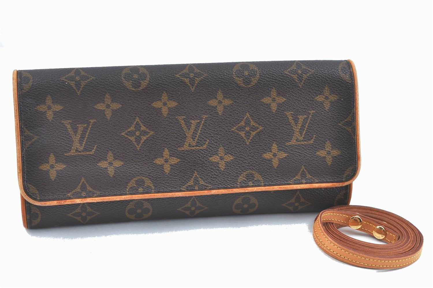 Authentic Louis Vuitton Monogram Pochette Twin GM Shoulder Bag M51852 LV J5746