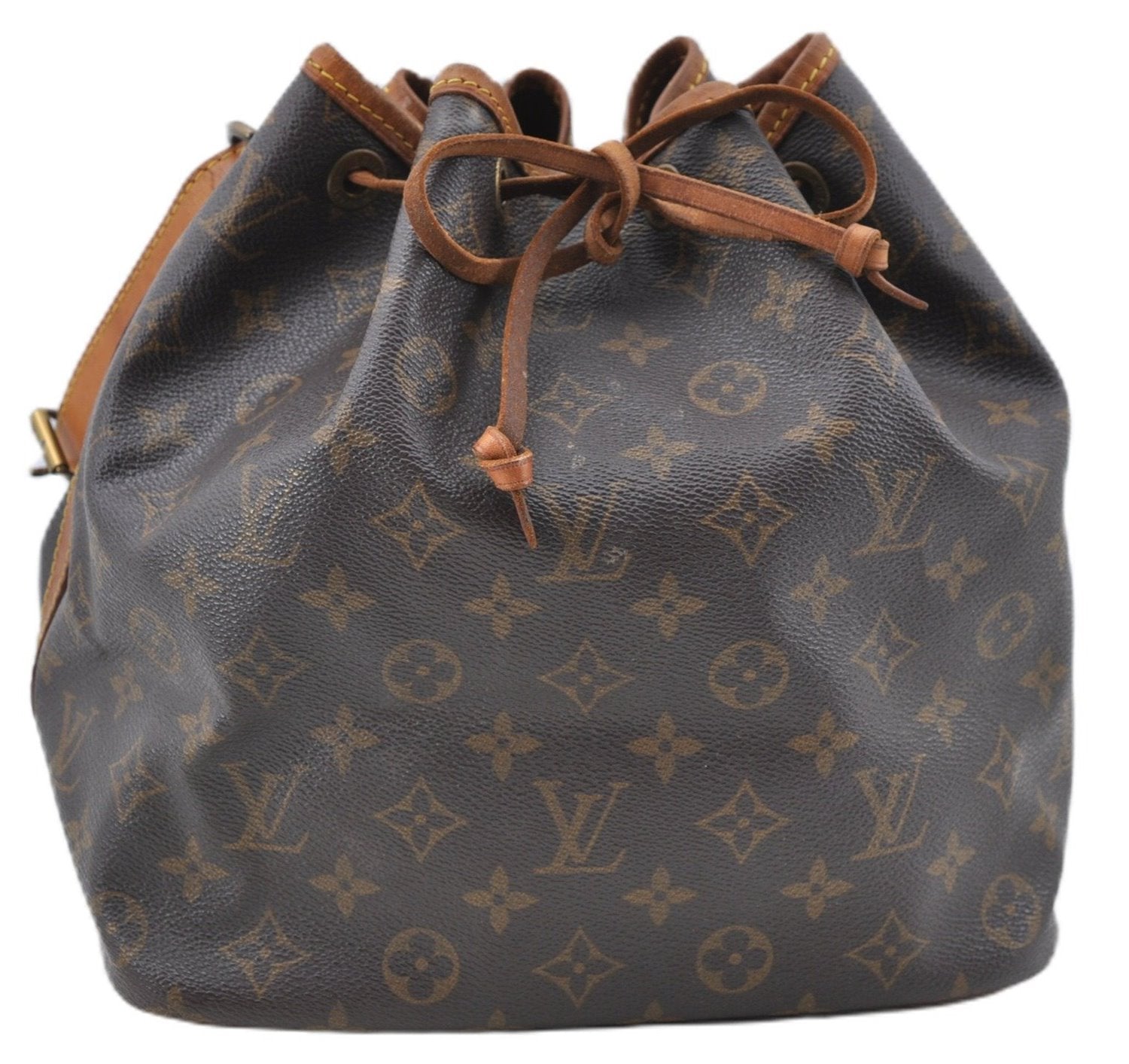 Authentic Louis Vuitton Monogram Petit Noe M42226 Shoulder Drawstring Bag J5749