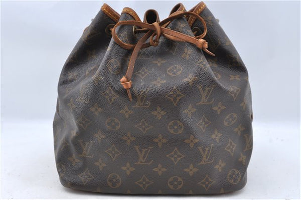 Authentic Louis Vuitton Monogram Petit Noe M42226 Shoulder Drawstring Bag J5749