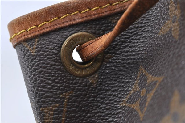 Authentic Louis Vuitton Monogram Petit Noe M42226 Shoulder Drawstring Bag J5749