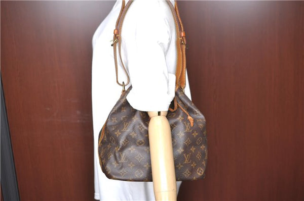 Authentic Louis Vuitton Monogram Petit Noe M42226 Shoulder Drawstring Bag J5749