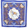 Authentic HERMES Carre 90 Scarf "Cheval Turc." Silk Blue Paper Bag J5792