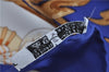 Authentic HERMES Carre 90 Scarf "Cheval Turc." Silk Blue Paper Bag J5792