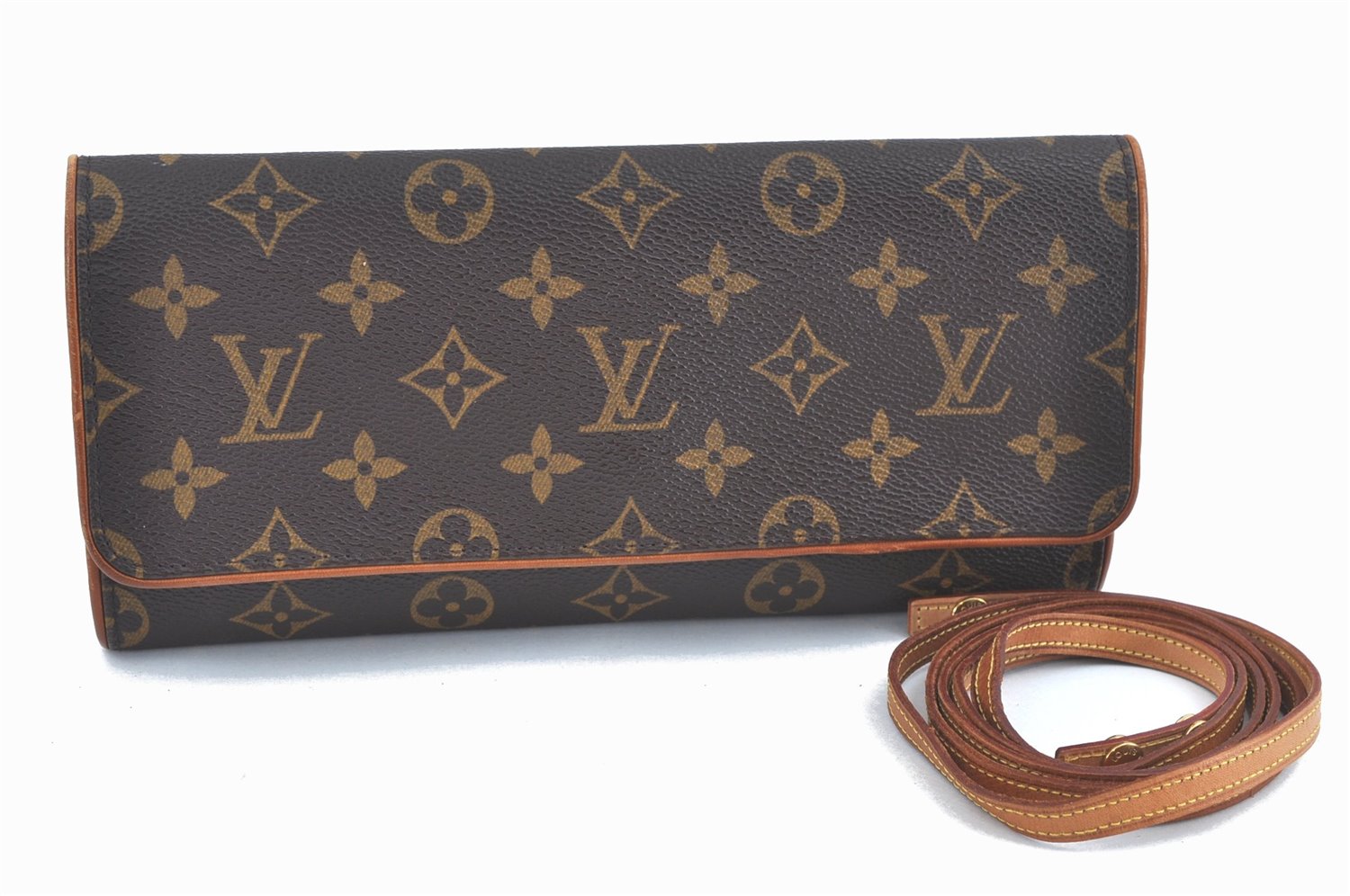 Authentic Louis Vuitton Monogram Pochette Twin GM Shoulder Bag M51852 LV J5805