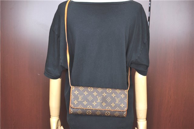 Authentic Louis Vuitton Monogram Pochette Twin GM Shoulder Bag M51852 LV J5805