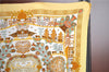 Authentic HERMES Pleats Scarf "Decoupages" Silk Light Yellow Box J5829