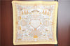 Authentic HERMES Pleats Scarf "Decoupages" Silk Light Yellow Box J5829