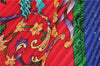 Auth HERMES Pleats Scarf "pierres d'orient et d'occident" Silk Red Box J5831