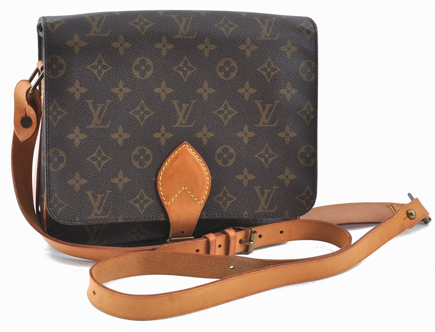 Authentic Louis Vuitton Monogram Cartouchiere GM M51252 Shoulder Bag Junk J5851