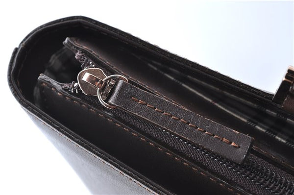Authentic BURBERRY Vintage Leather Shoulder Hand Bag Purse Brown J5867