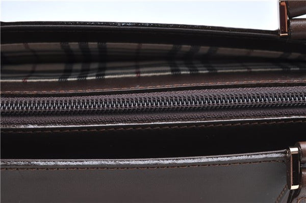 Authentic BURBERRY Vintage Leather Shoulder Hand Bag Purse Brown J5867