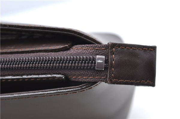 Authentic BURBERRY Vintage Leather Shoulder Hand Bag Purse Brown J5867