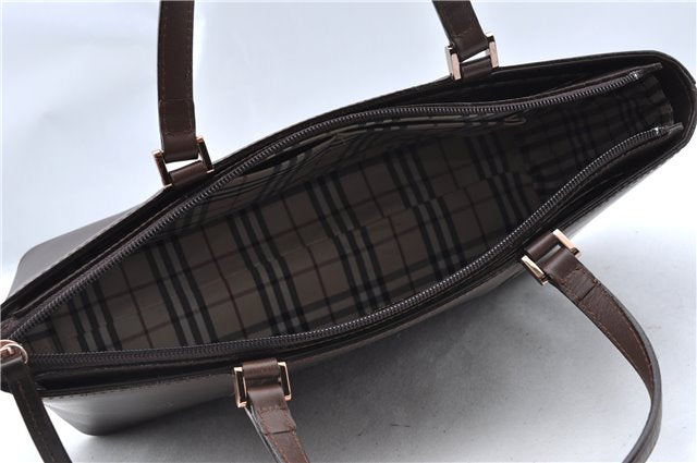 Authentic BURBERRY Vintage Leather Shoulder Hand Bag Purse Brown J5867