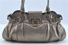 Authentic Ferragamo Gancini Leather Shoulder Bag Purse Silver J5869