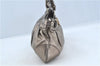 Authentic Ferragamo Gancini Leather Shoulder Bag Purse Silver J5869