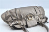 Authentic Ferragamo Gancini Leather Shoulder Bag Purse Silver J5869