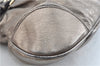 Authentic Ferragamo Gancini Leather Shoulder Bag Purse Silver J5869