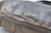 Authentic Ferragamo Gancini Leather Shoulder Bag Purse Silver J5869